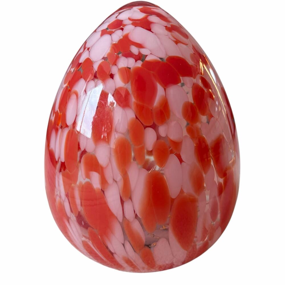 Jolie Fleur LED Speckled Art Glass Egg 8" Pink Orange Light Up Easter Decor NEW